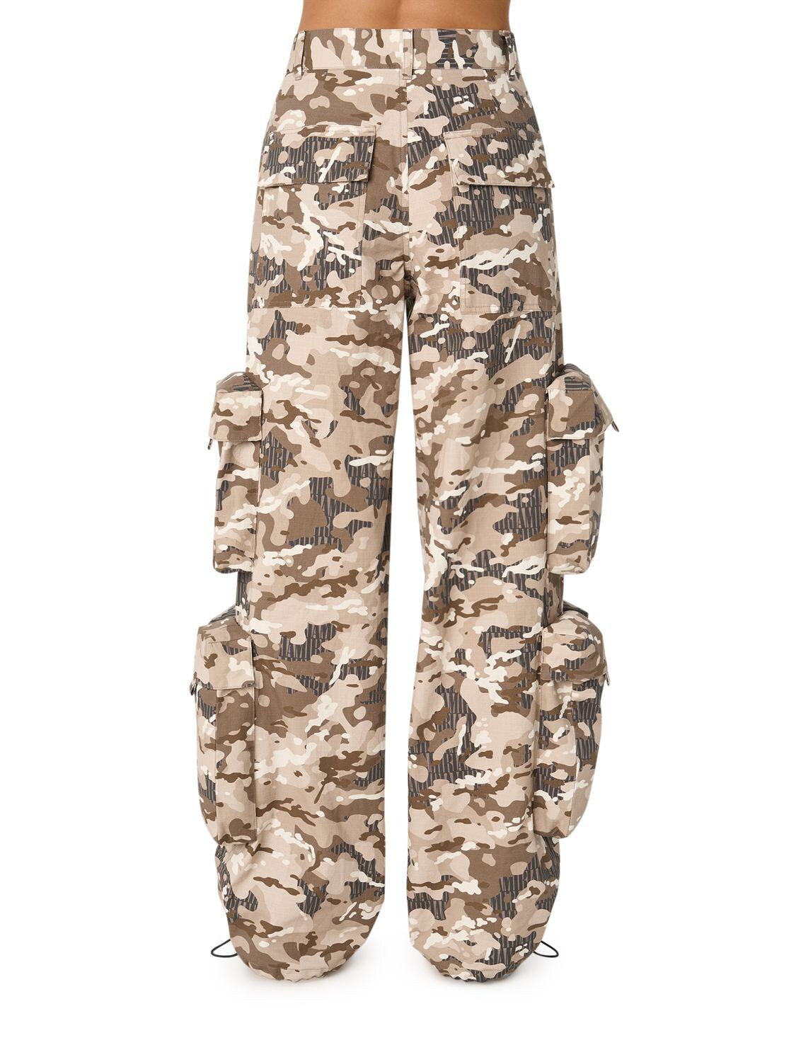 Shop Amiri Camo Print Cotton Drill Wide Leg Pants In Multicolor