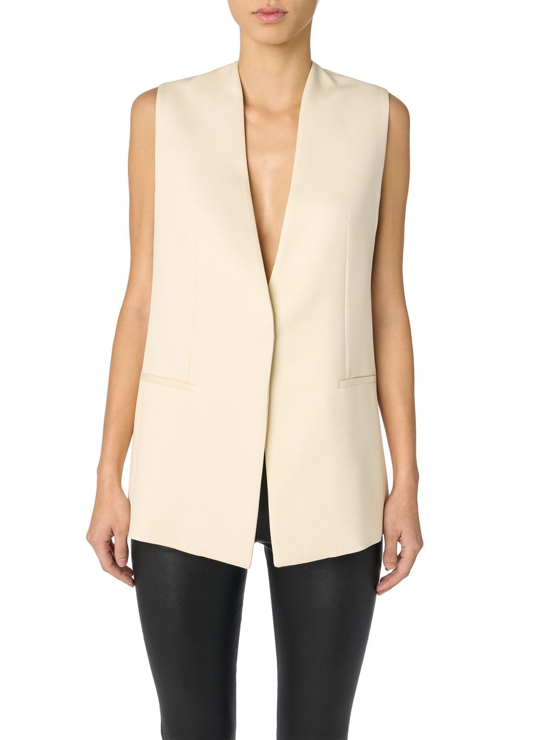 Shop Amiri Till Collarless Vest In Cream