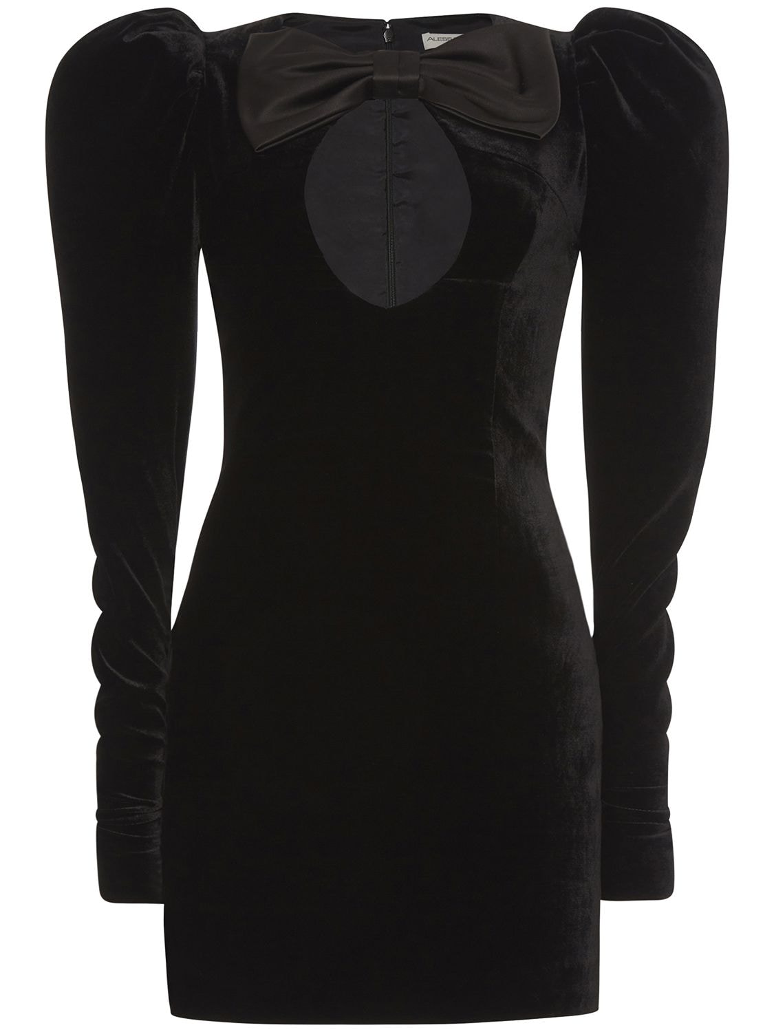 Shop Alessandra Rich Velvet Mini Dress W/ Duchesse Bow In Black