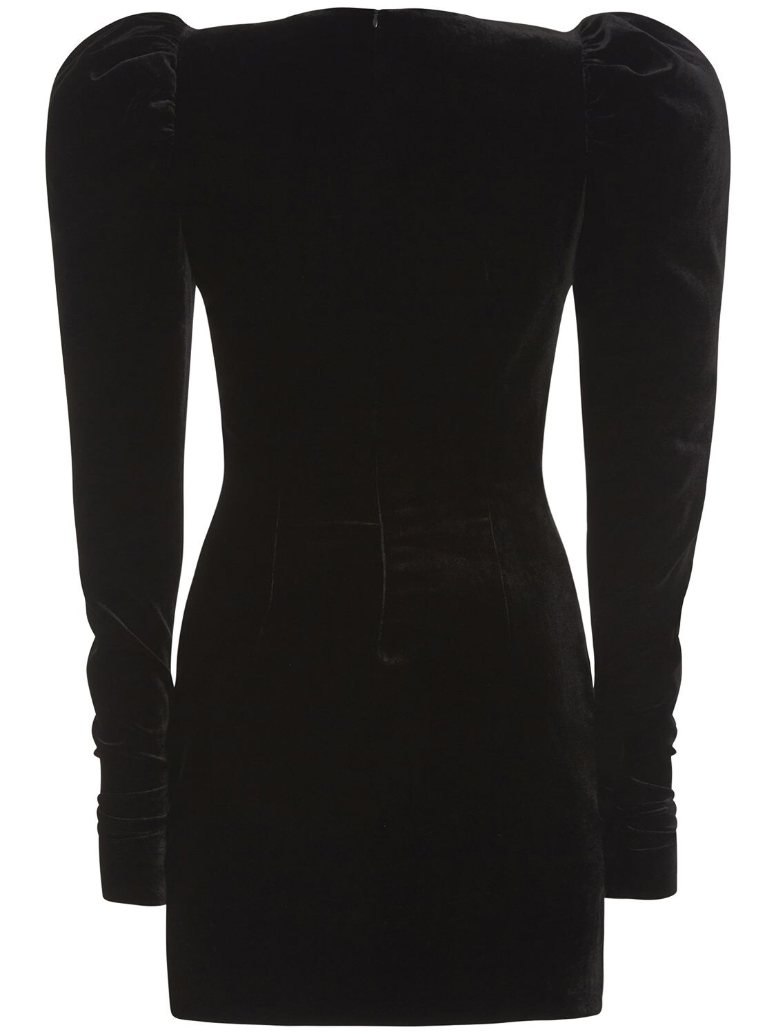 Shop Alessandra Rich Velvet Mini Dress W/ Duchesse Bow In Black