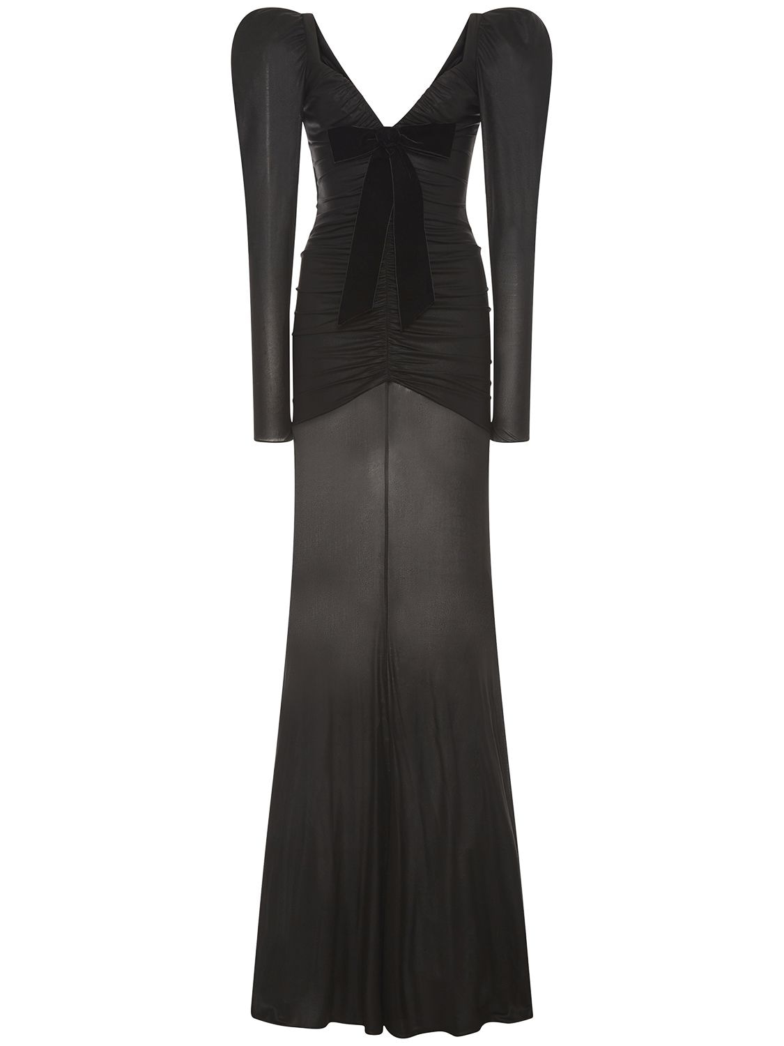 Alessandra Rich Draped Satin Maxi Dress In Black