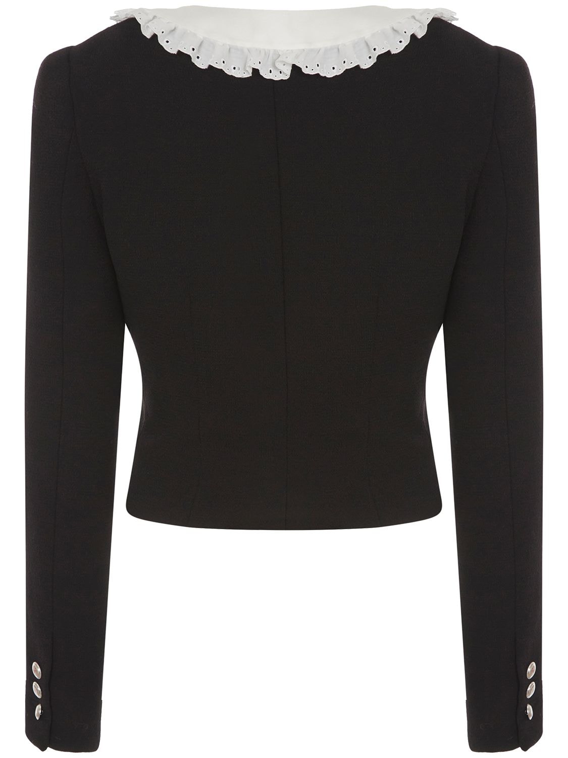 Shop Alessandra Rich Tweed Bouclé Jacket W/ Collar In Black