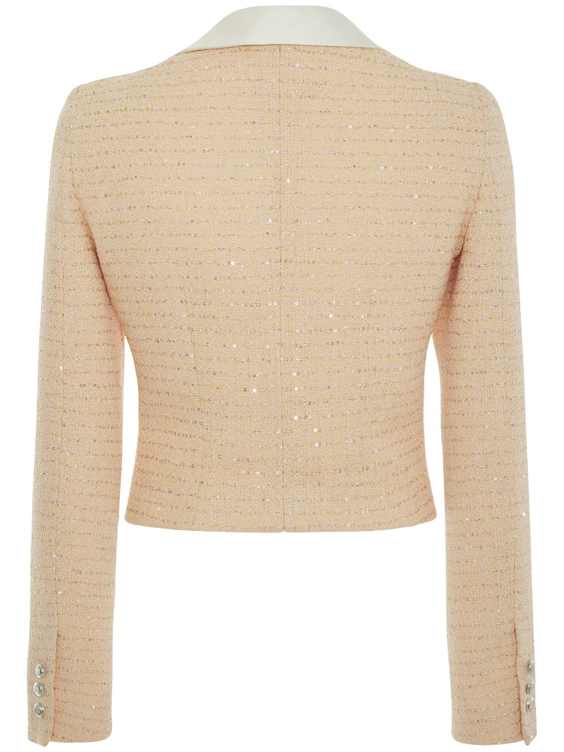 ALESSANDRA RICH SEQUINED TWEED JACKET W/ COLLAR 