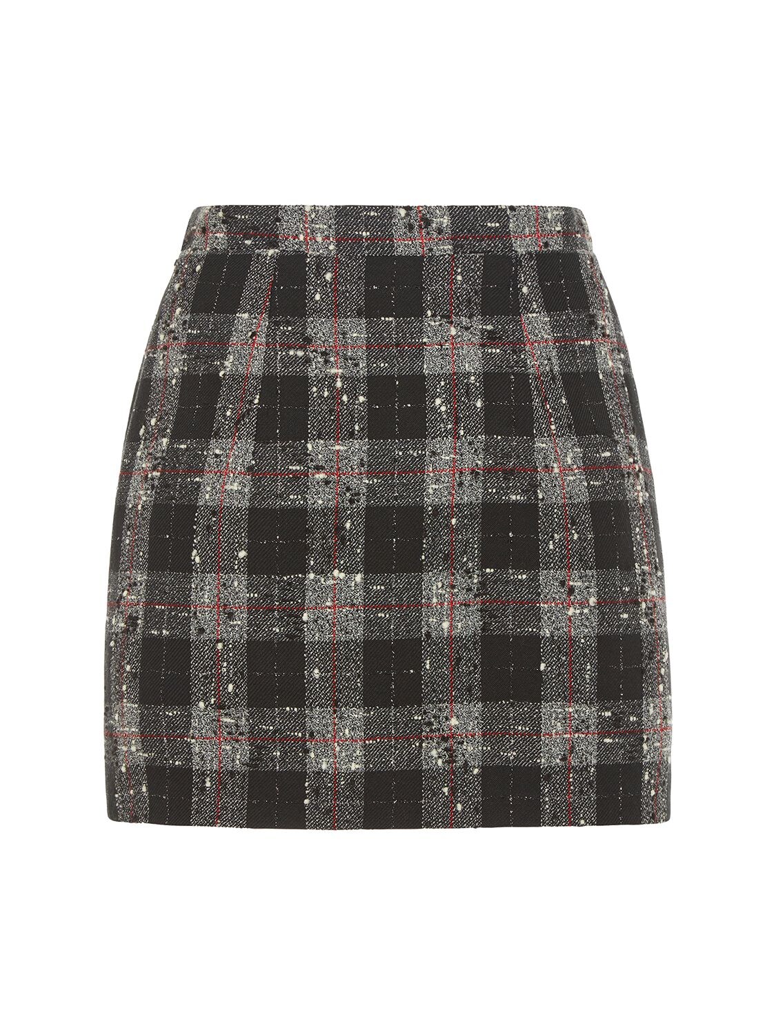 Shop Alessandra Rich Checked Lurex Bouclé Mini Skirt In Multi,black