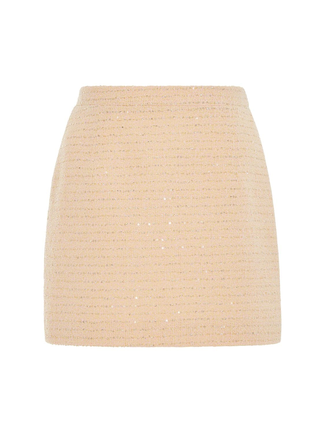 Alessandra Rich Sequined Tweed Mini Skirt In Light Yellow