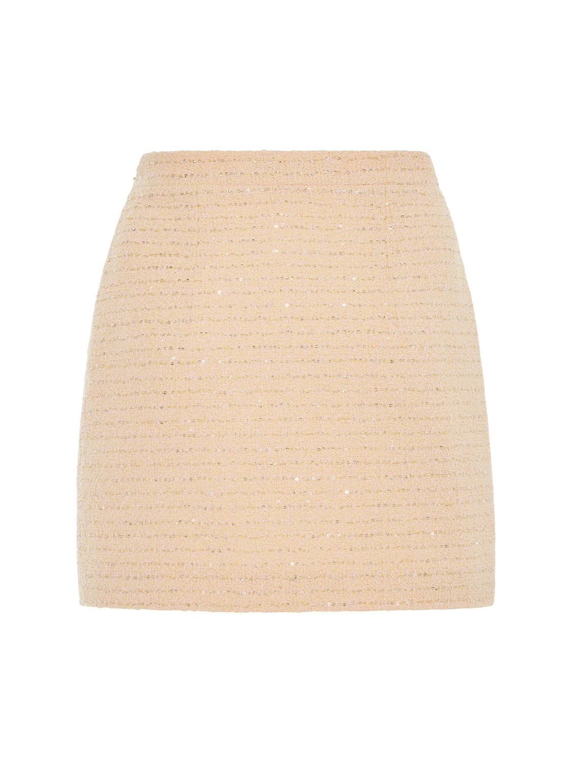 Shop Alessandra Rich Sequined Tweed Mini Skirt In Light Yellow