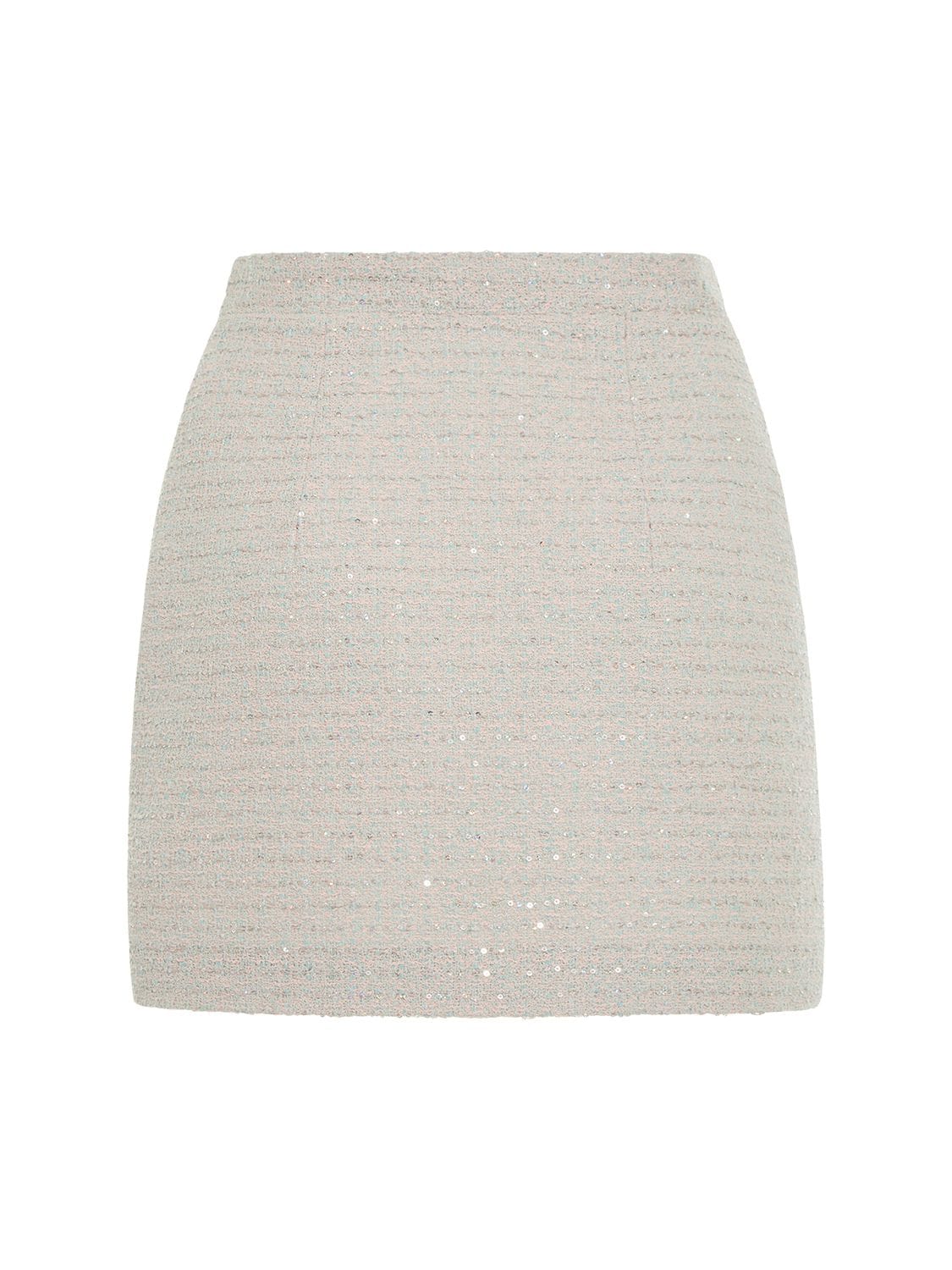 Shop Alessandra Rich Sequined Tweed Mini Skirt In Light Blue