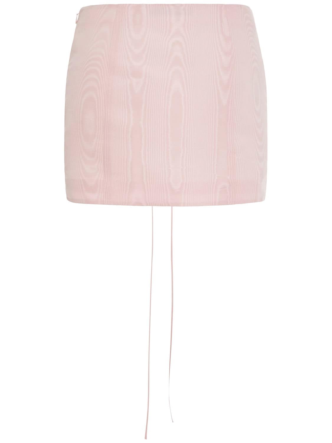 Shop Alessandra Rich Lace-up Moiré Mini Skirt In Pink