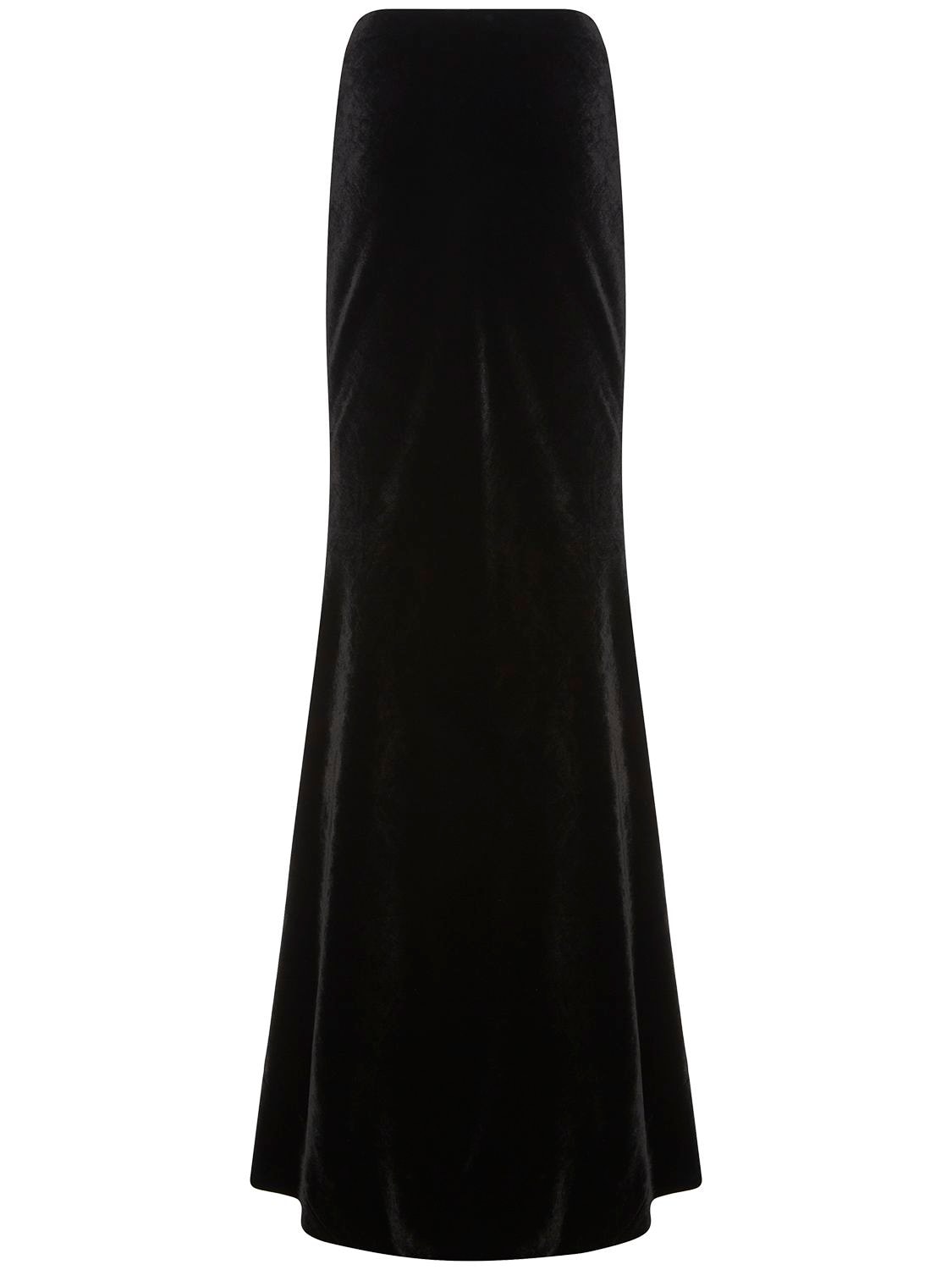 Shop Alessandra Rich Velvet Long Skirt W/ Train In Black