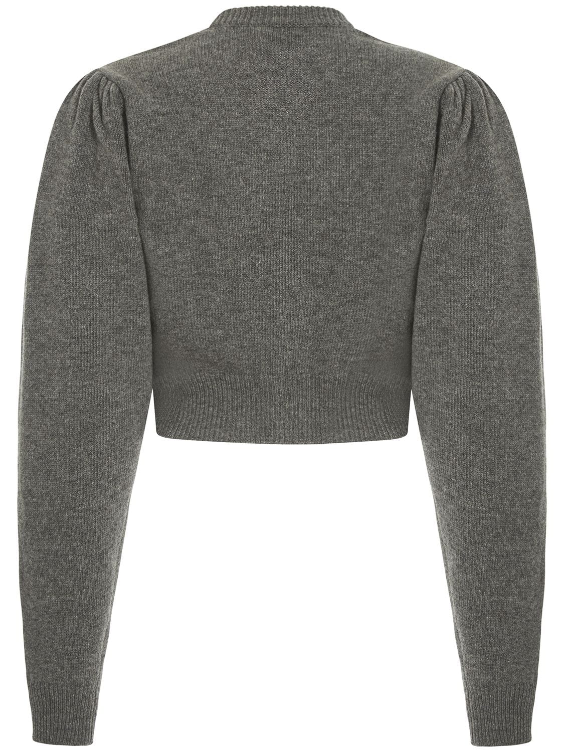 Shop Alessandra Rich Diamond Jacquard Wool Knit Crop Cardigan In Grey