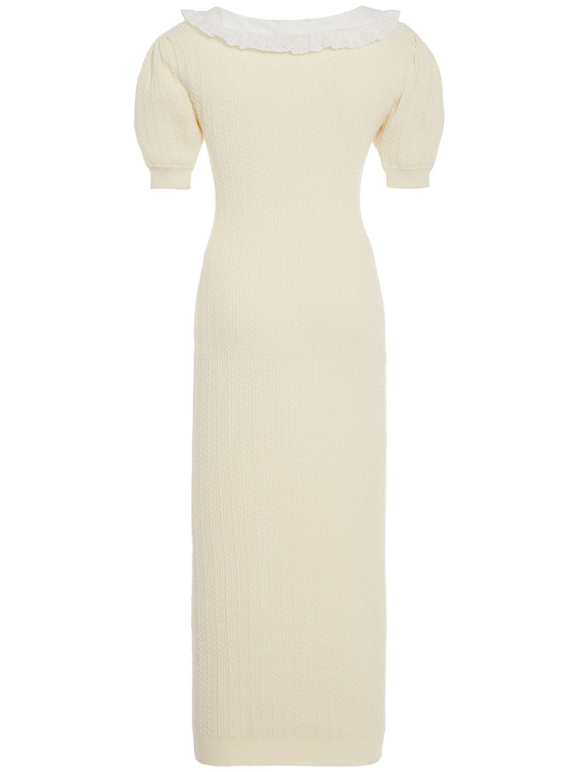 Shop Alessandra Rich Cotton Knit Midi Dress W/ Collar In White