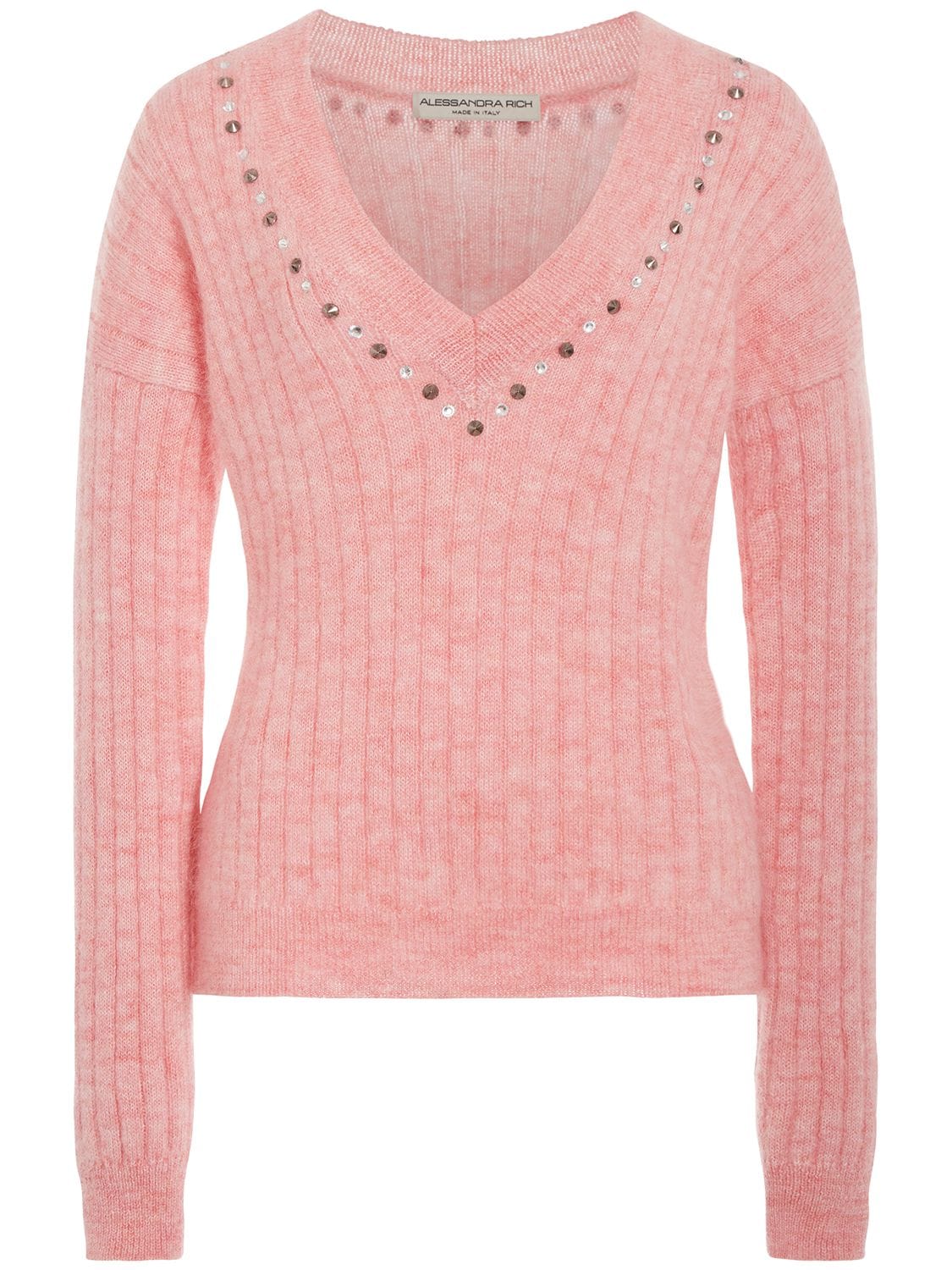 Shop Alessandra Rich Mohair Blend Knit Sweater In Pink