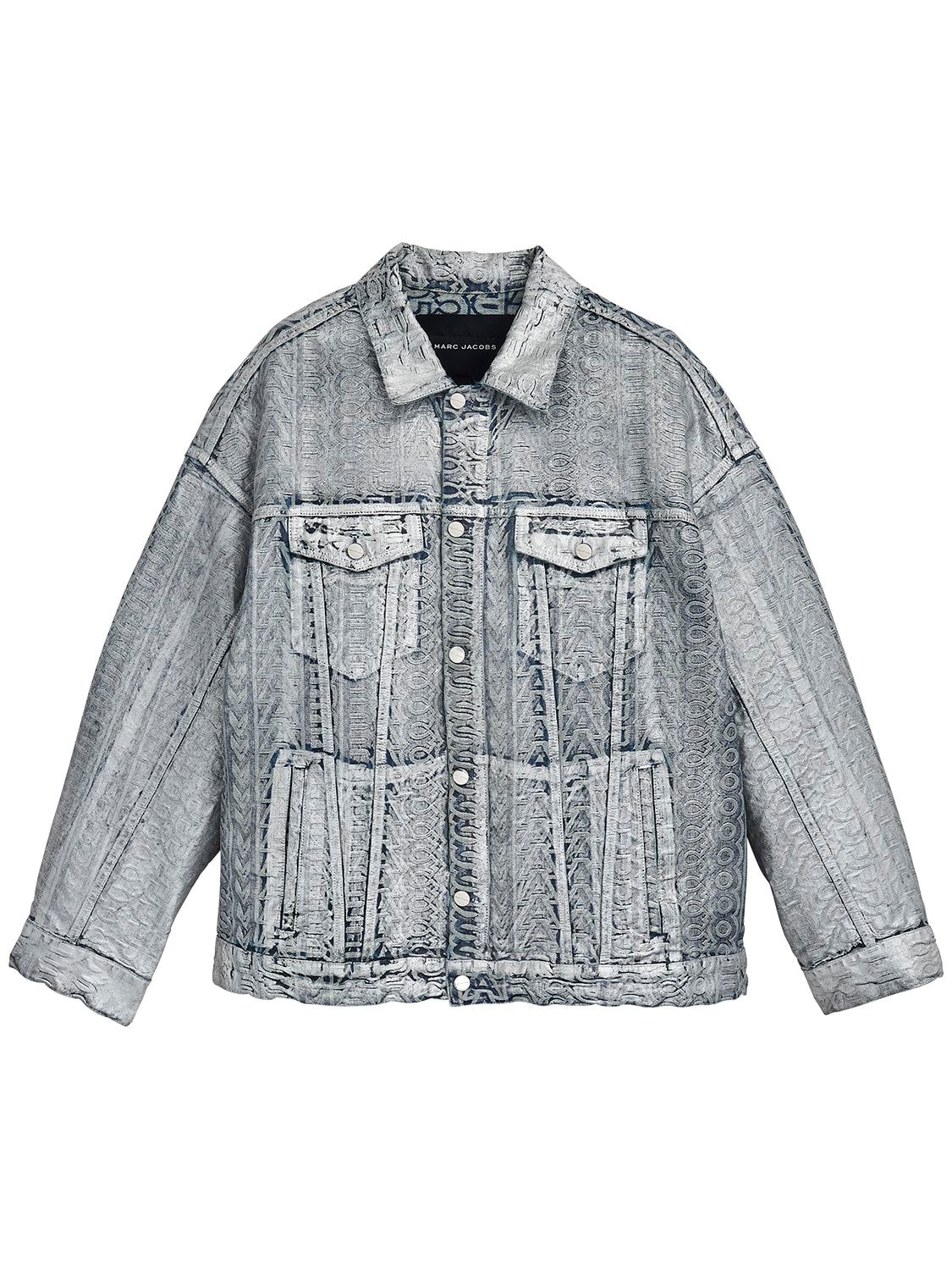 Shop Marc Jacobs Monogram Big Trucket Jacket In Silver