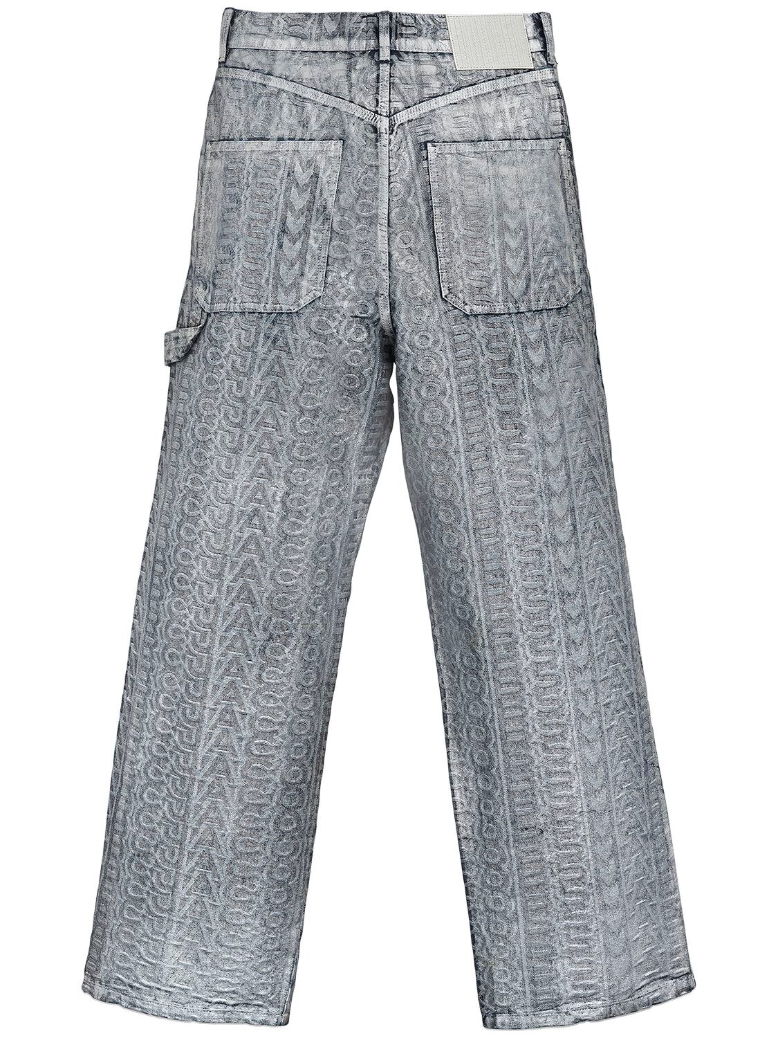 Shop Marc Jacobs Monogram Oversize Jeans In Silver
