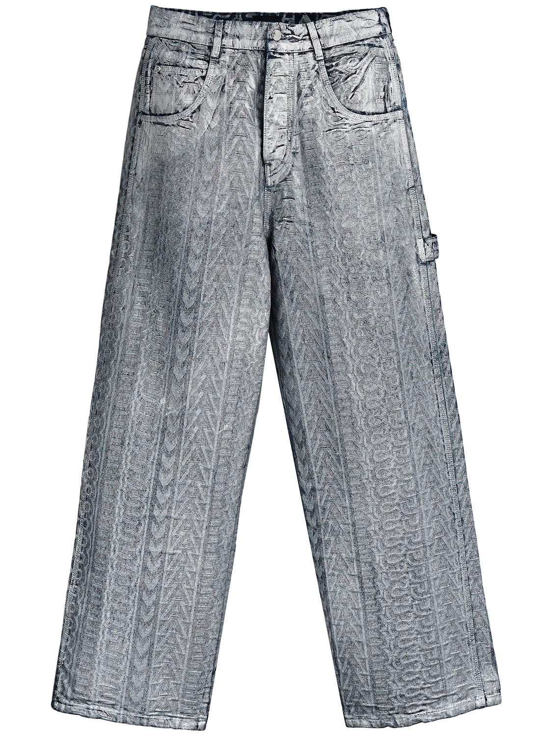 Marc Jacobs Mid-rise Monogram Oversized Jeans In Silver