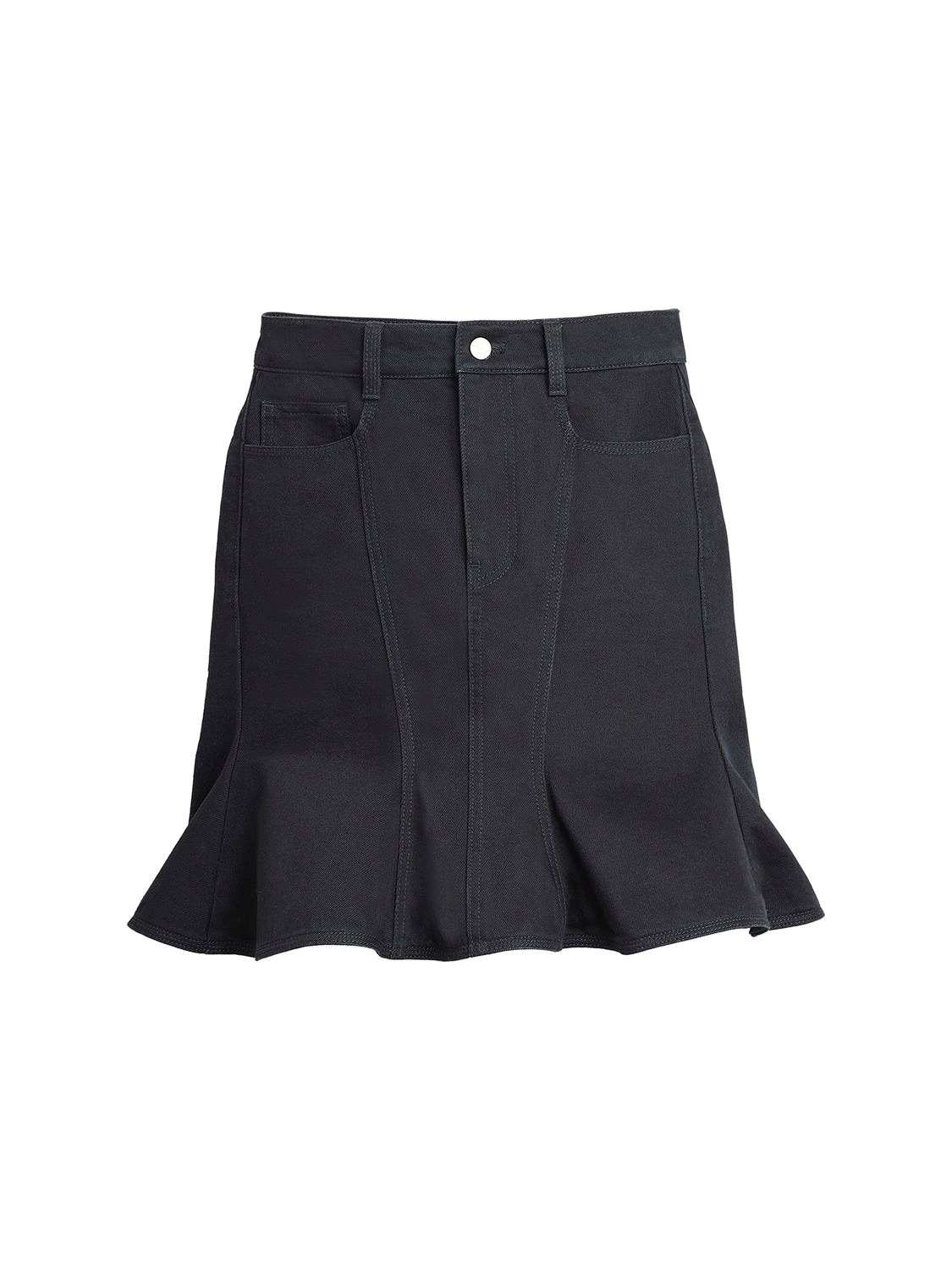 Image of Fluted Denim Mini Skirt