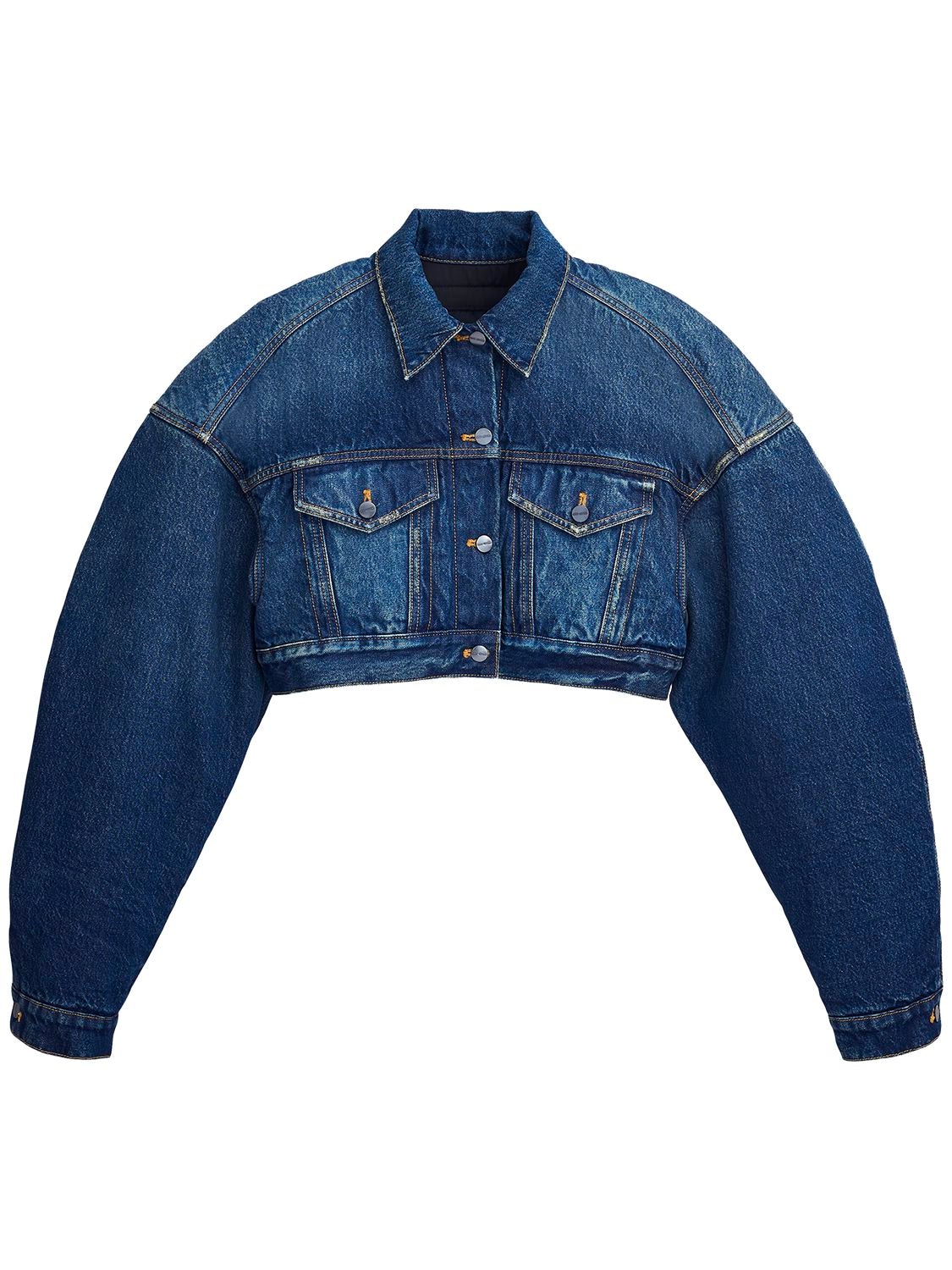 Shop Marc Jacobs Cropped Padded Jacket In Blue
