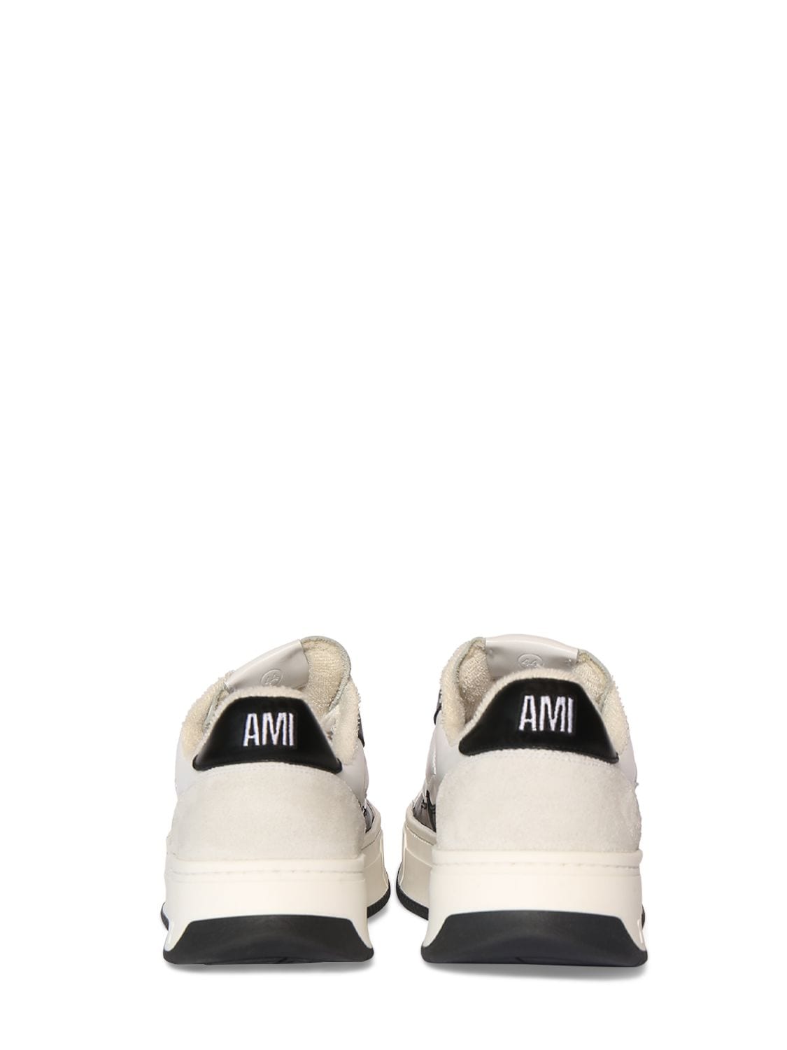 Shop Ami Alexandre Mattiussi New Arcade Leather Low Top Sneakers In White,black