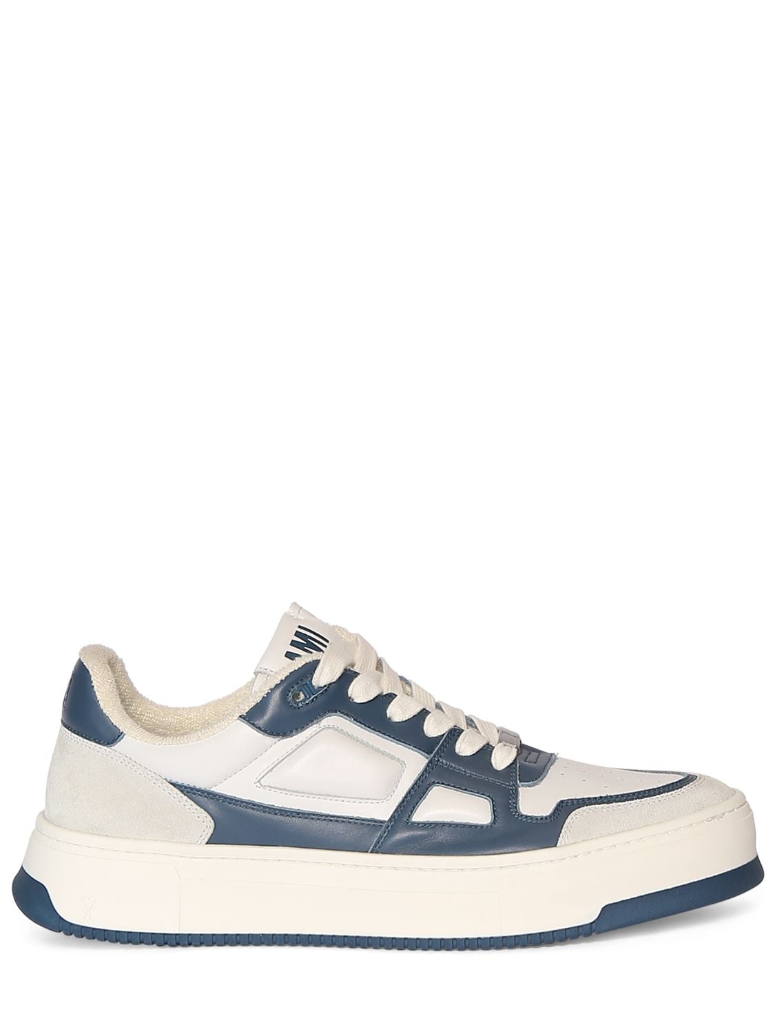 Ami Alexandre Mattiussi New Arcade Leather Low Top Sneakers In White,blue