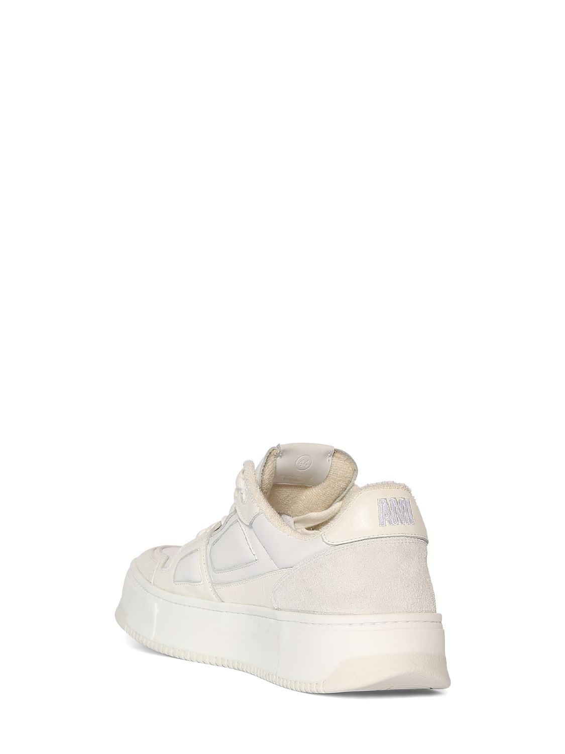 Shop Ami Alexandre Mattiussi New Arcade Leather Low Top Sneakers In Off White