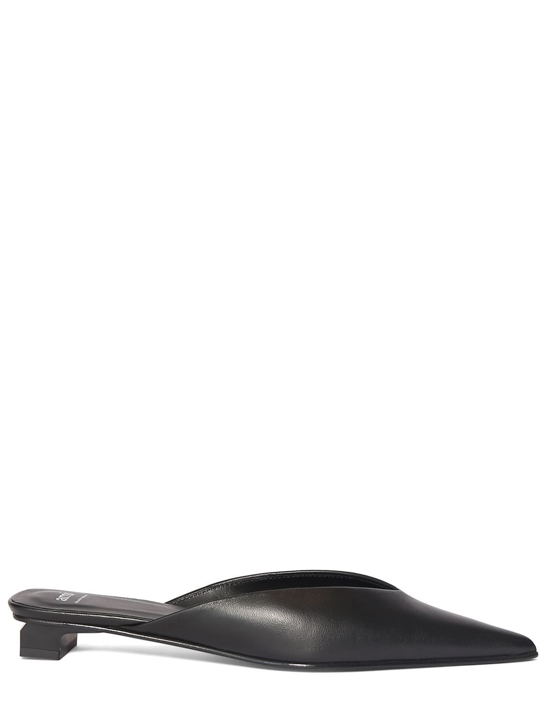Shop Ami Alexandre Mattiussi 30mm Leather Mules In Black