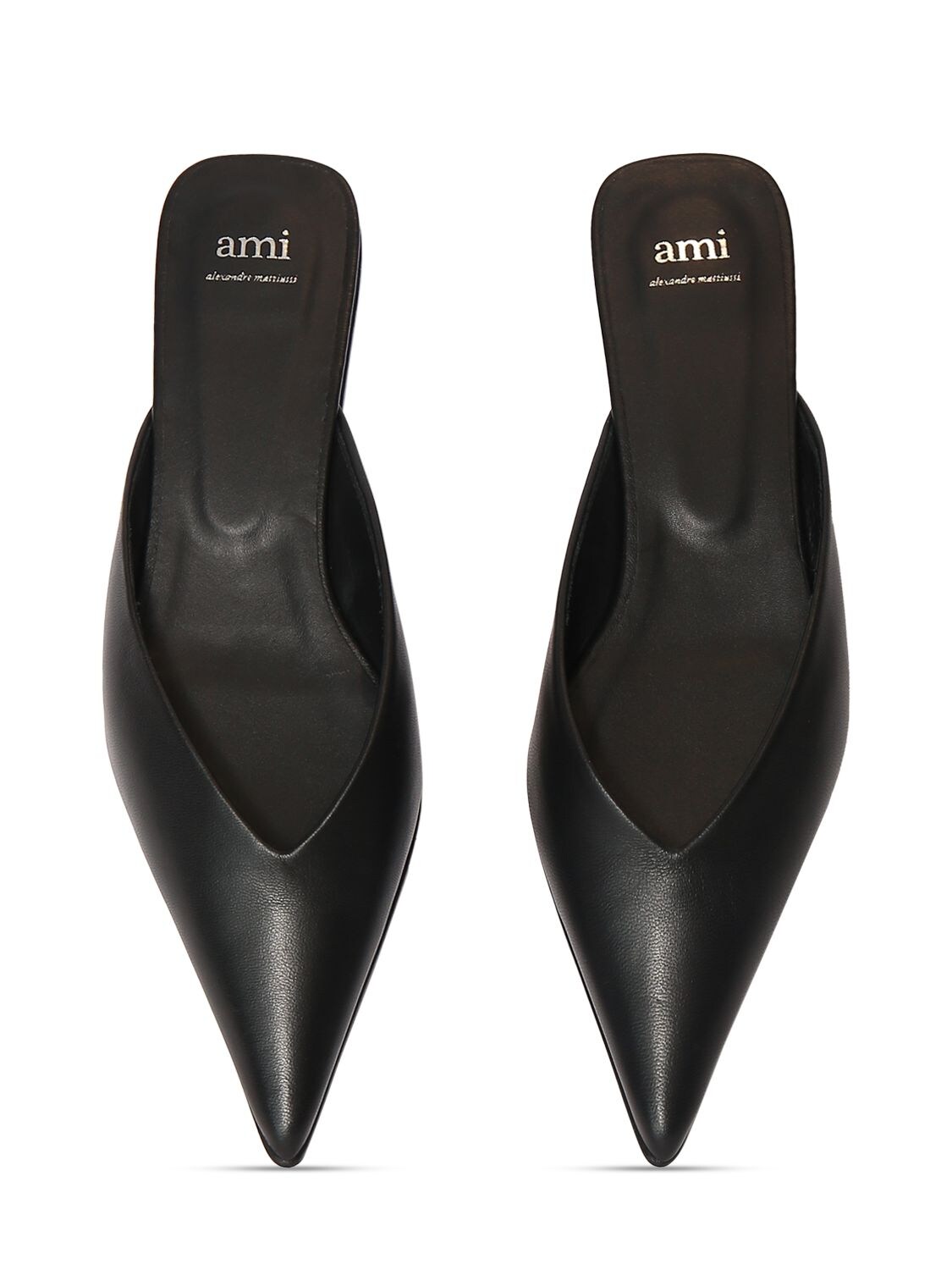 Shop Ami Alexandre Mattiussi 30mm Leather Mules In Black
