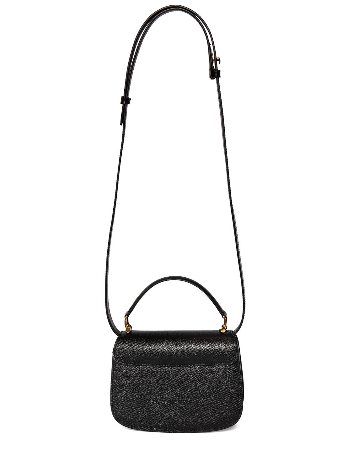 Shop Ami Alexandre Mattiussi Mini Paris Paris Grained Leather Bag In Black