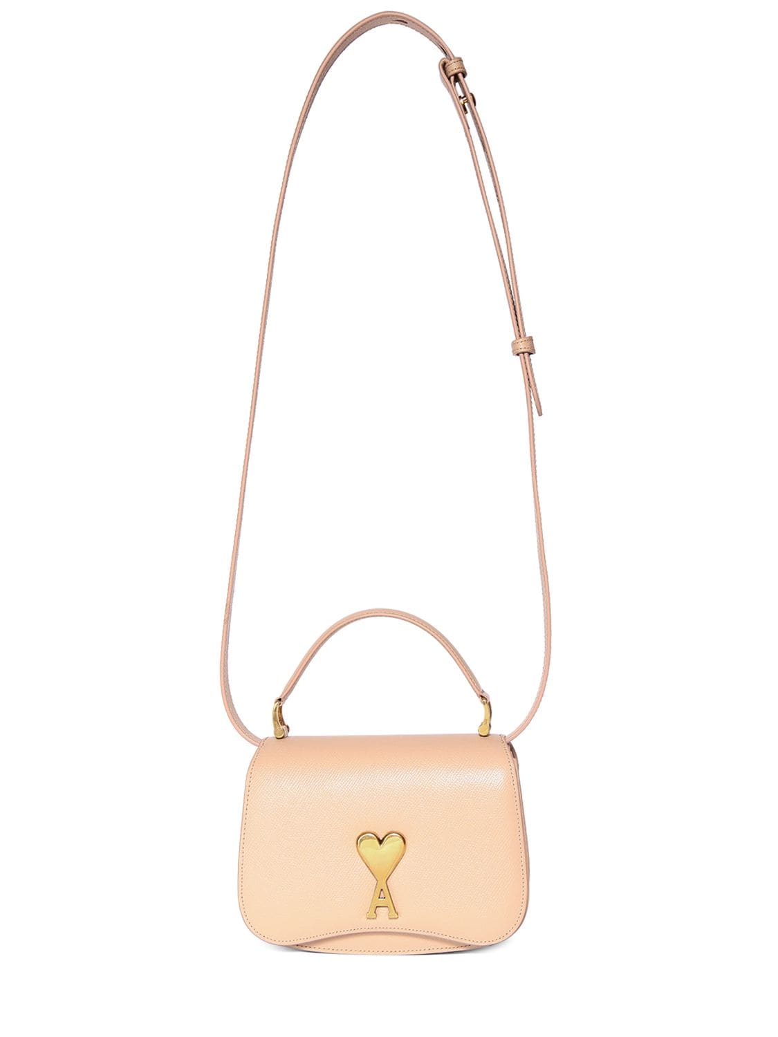 AMI Paris | Women Lunch Box Leather Top Handle Bag Powder Pink Unique