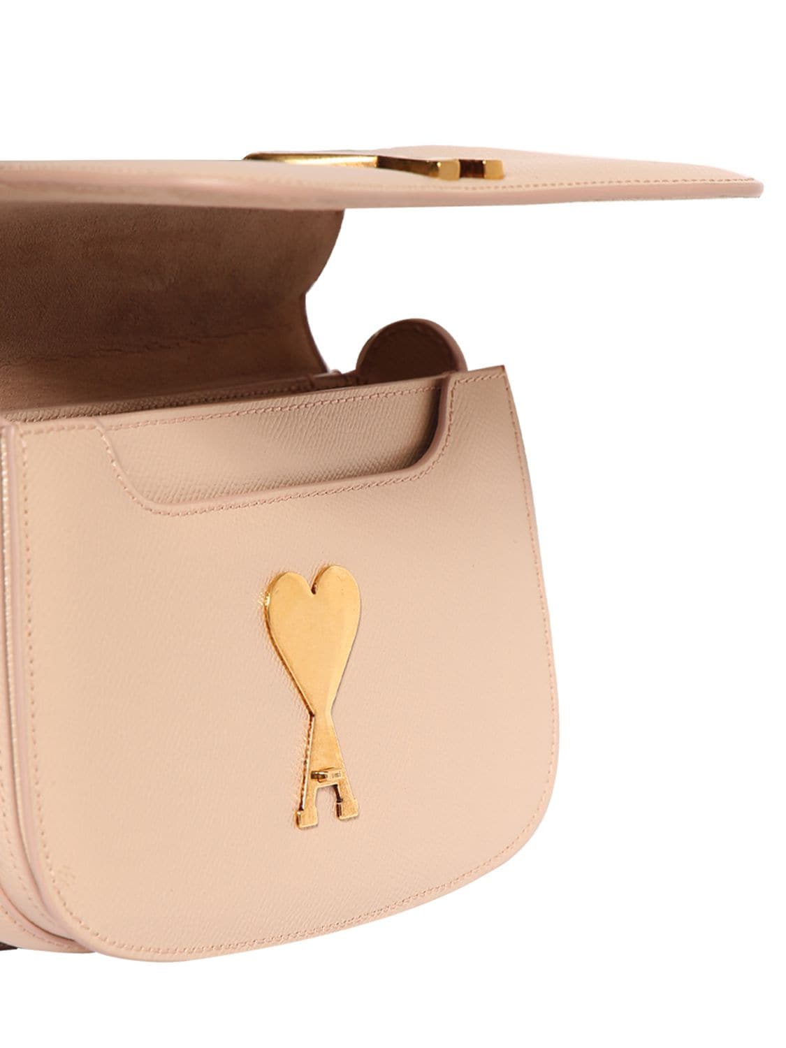 AMI Paris | Women Lunch Box Leather Top Handle Bag Powder Pink Unique