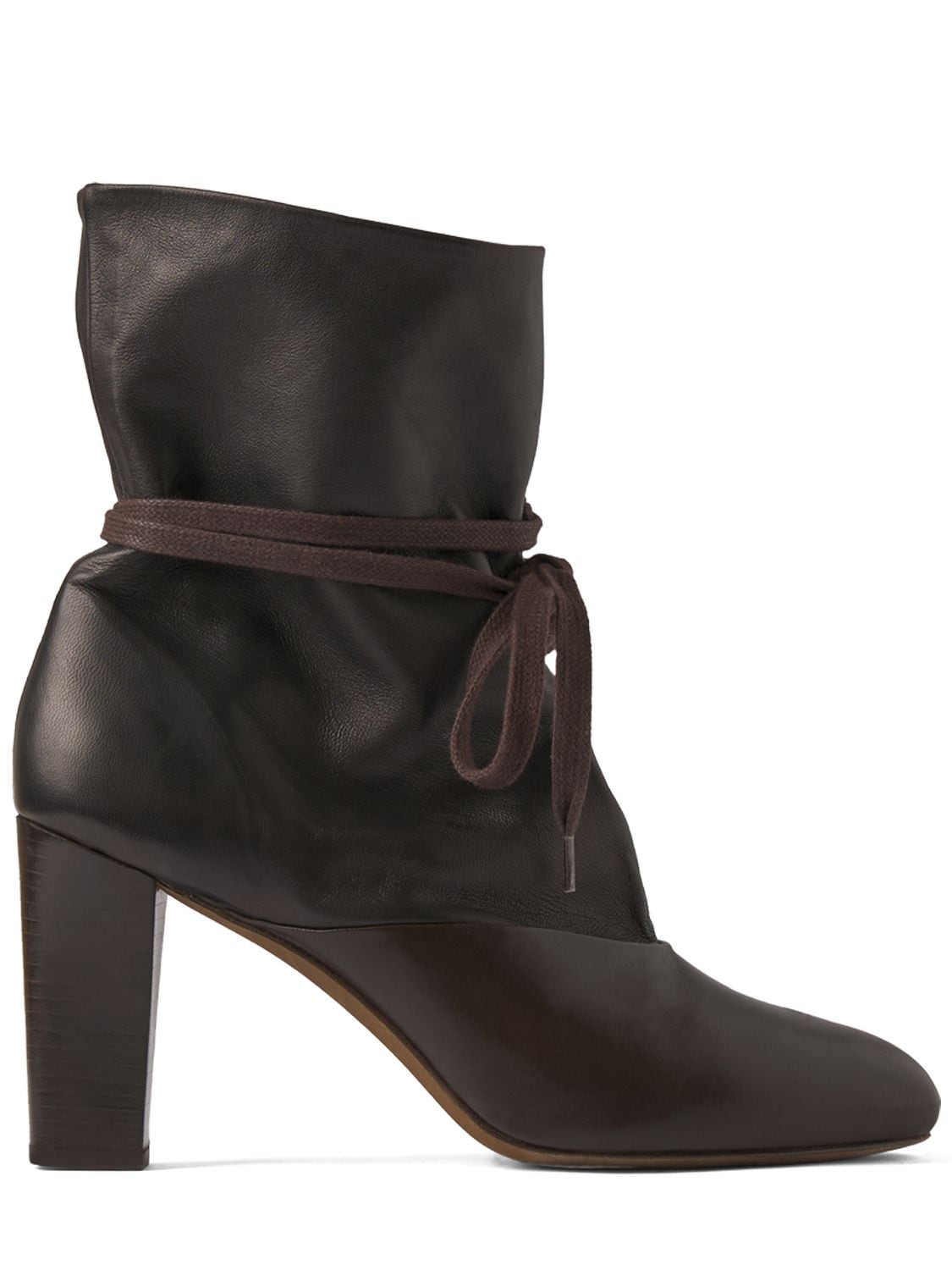 Lemaire 80mm Leather Ankle Boots In Brown