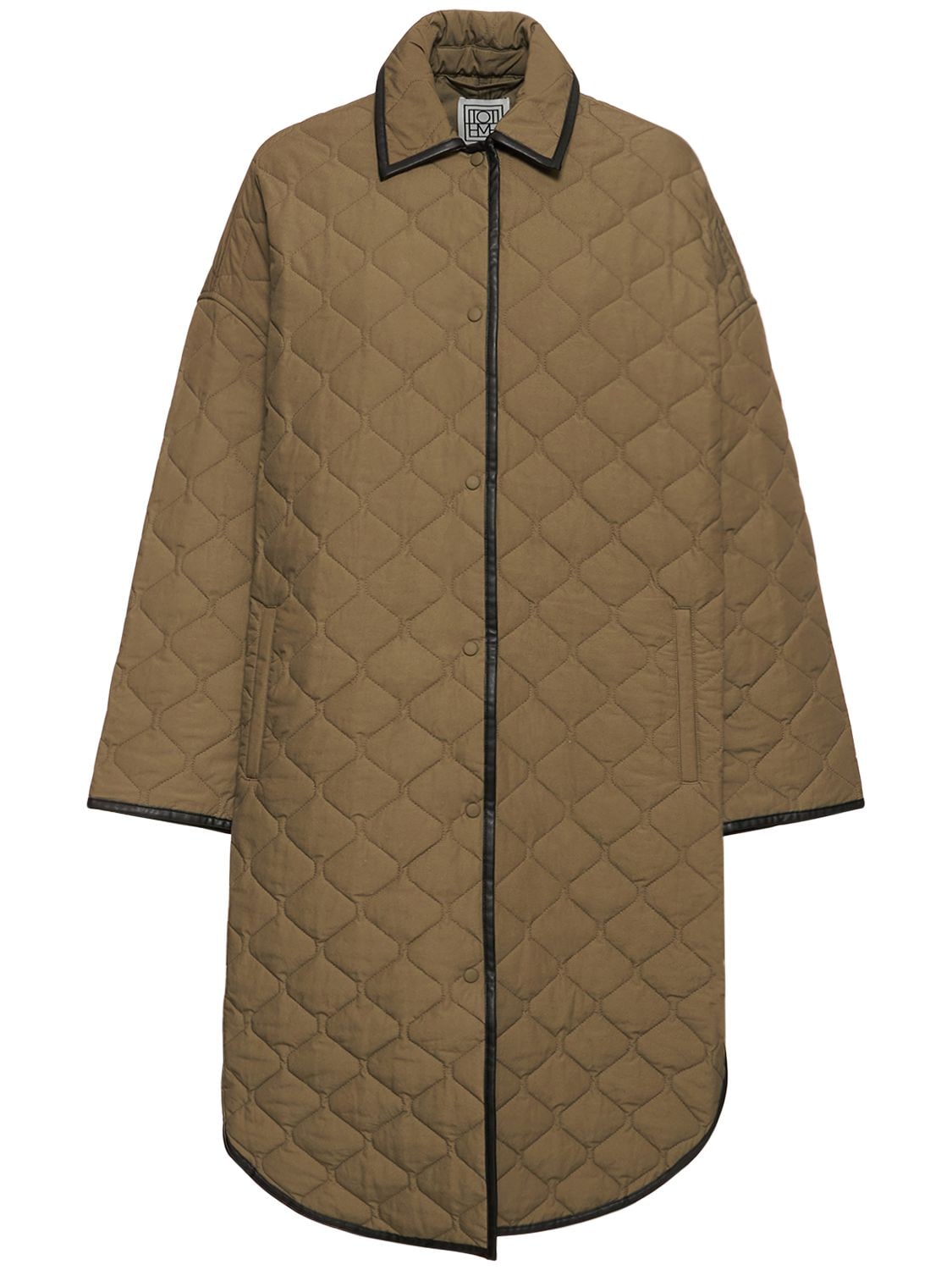 Shop Totême Quilted Organic Cotton Cocoon Coat In Beige
