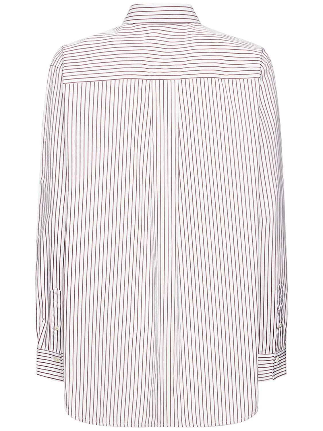Shop Totême Signature Striped Cotton Shirt In White,brown