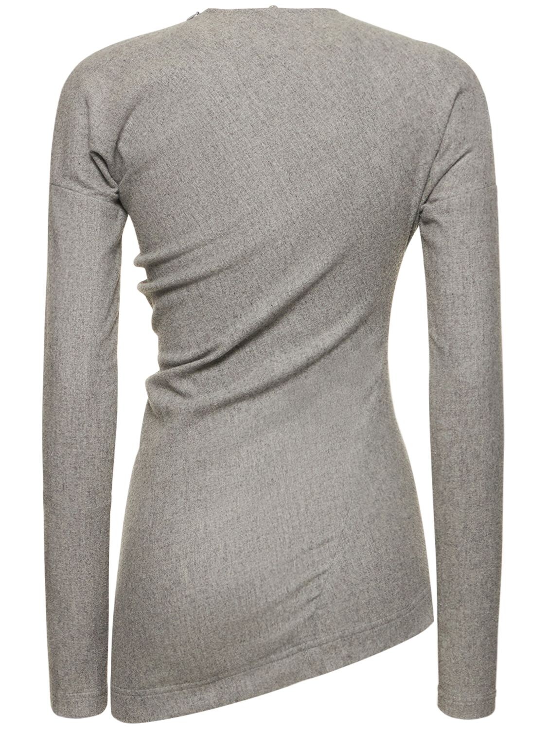 Shop Totême Twisted Flannel Wool Blend Top In Light Grey