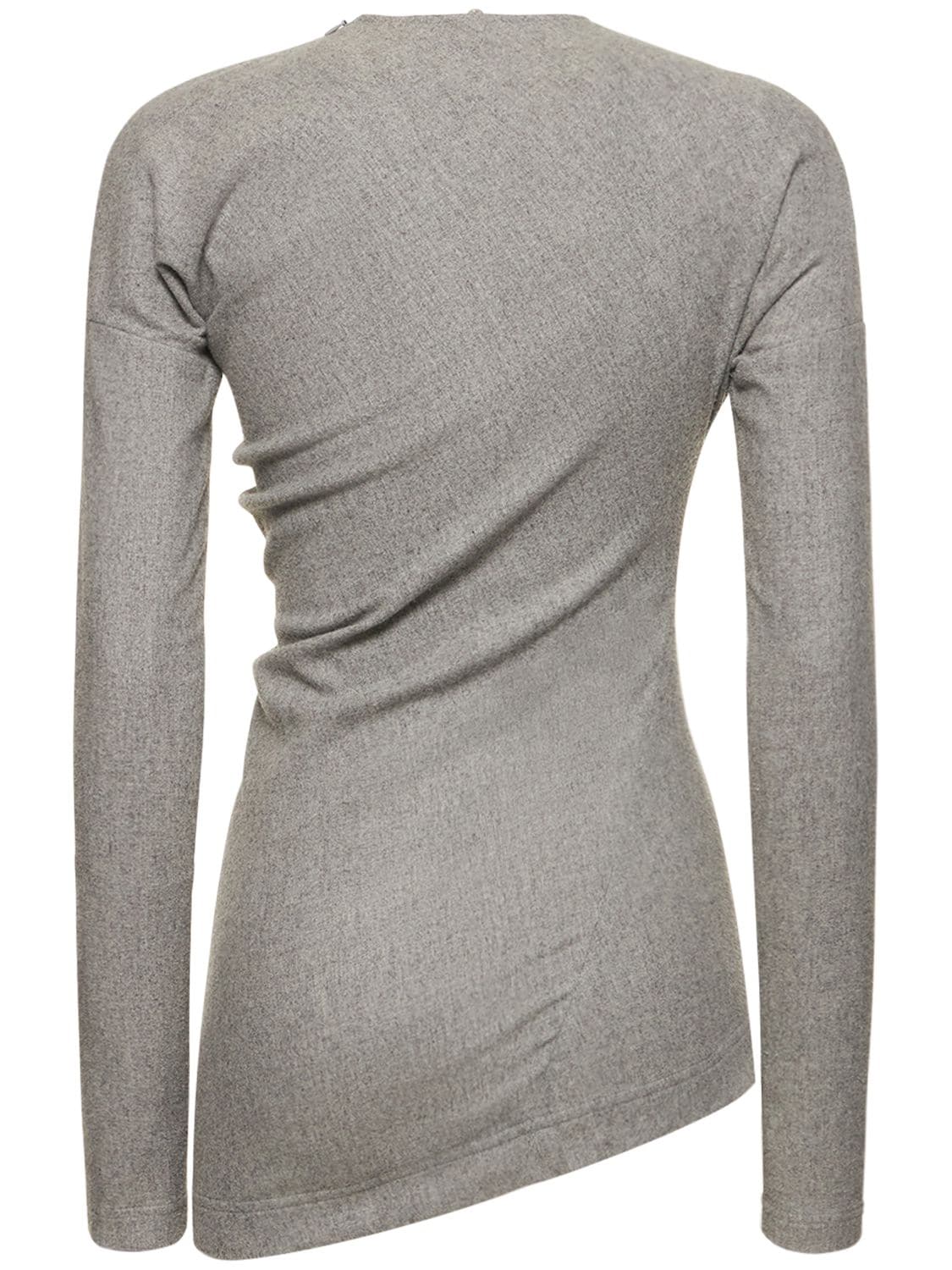 Shop Totême Twisted Flannel Wool Blend Top In Light Grey