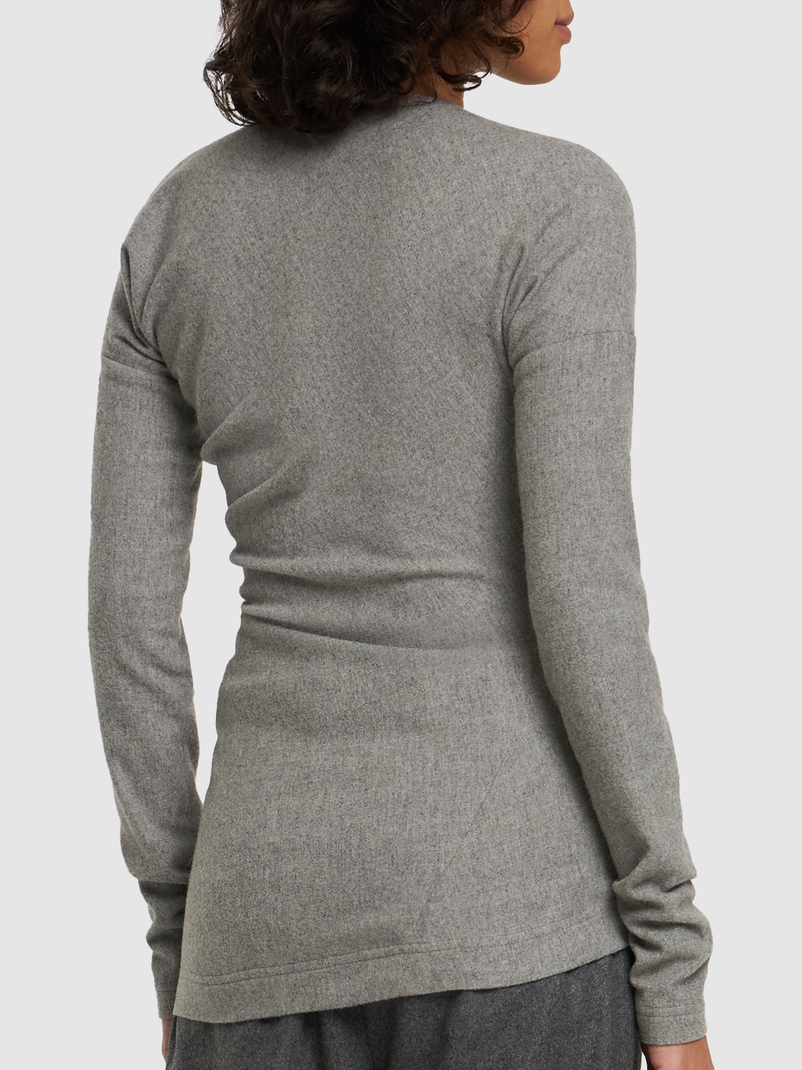 Shop Totême Twisted Flannel Wool Blend Top In Light Grey