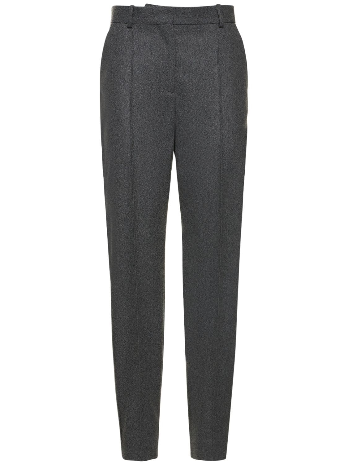 Totême Pleated Tailored Wool Blend Trousers In Grey
