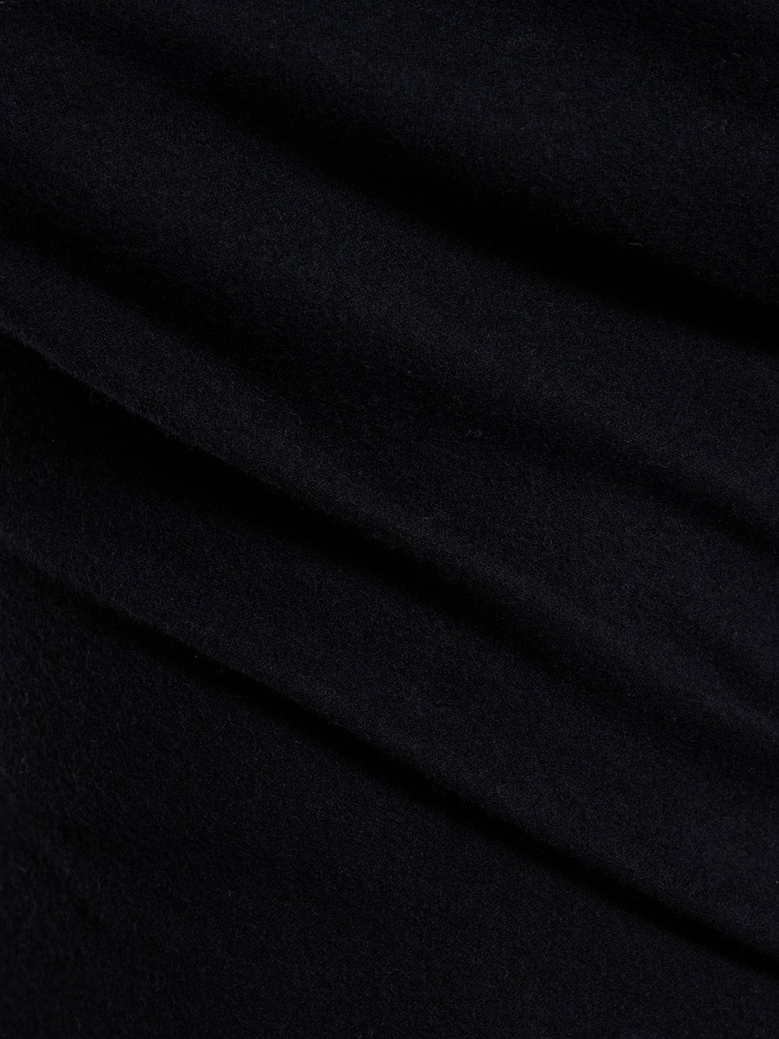 Shop Totême Twisted Flannel Wool Blend Midi Dress In Navy