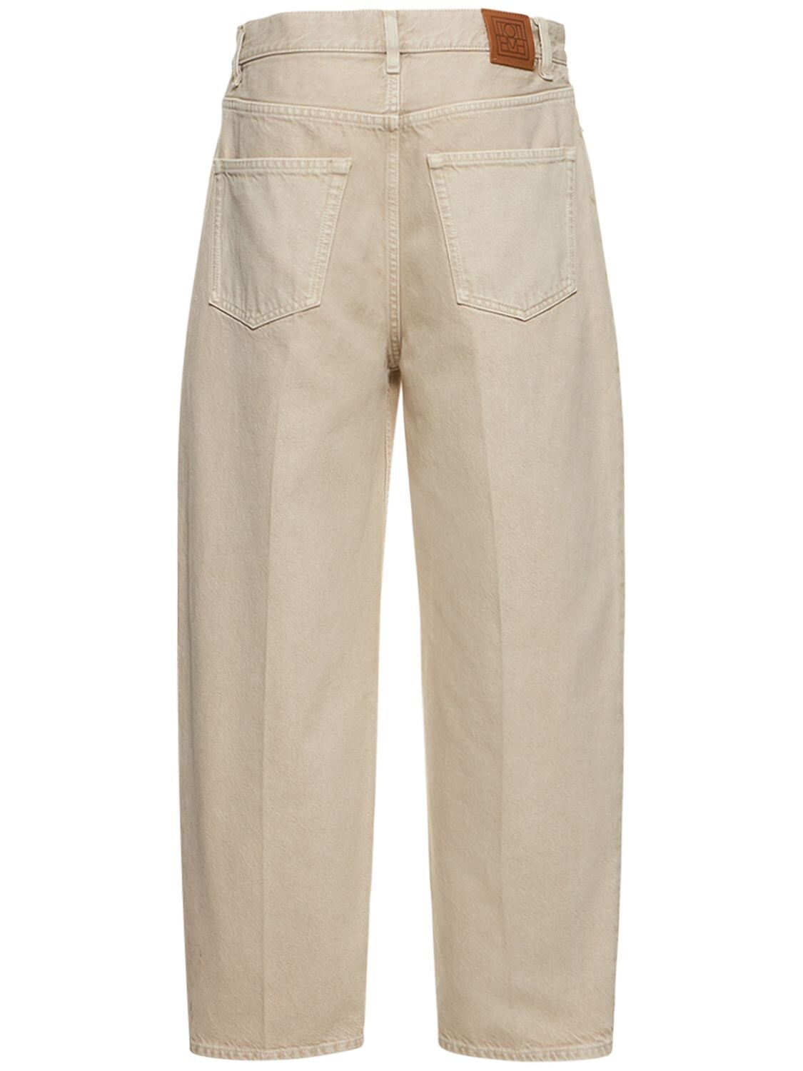 Shop Totême Wide Tapered Denim Cotton Jeans In Smoke Grey
