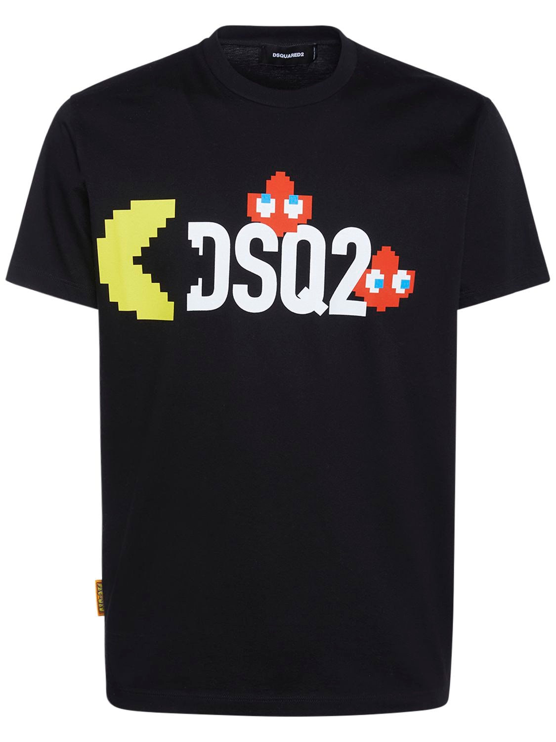 Image of Pac-man Logo Printed Cotton T-shirt