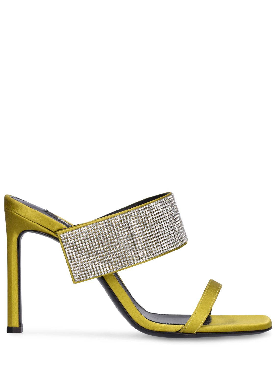 Sergio Rossi Stiletto Heel Open Toe Sandals With Crystal Embellishment In Yellow