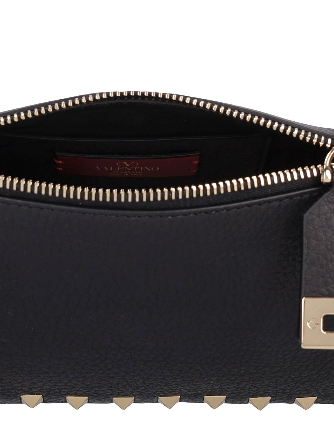 Shop Valentino Small Rockstud Leather Shoulder Bag In Black