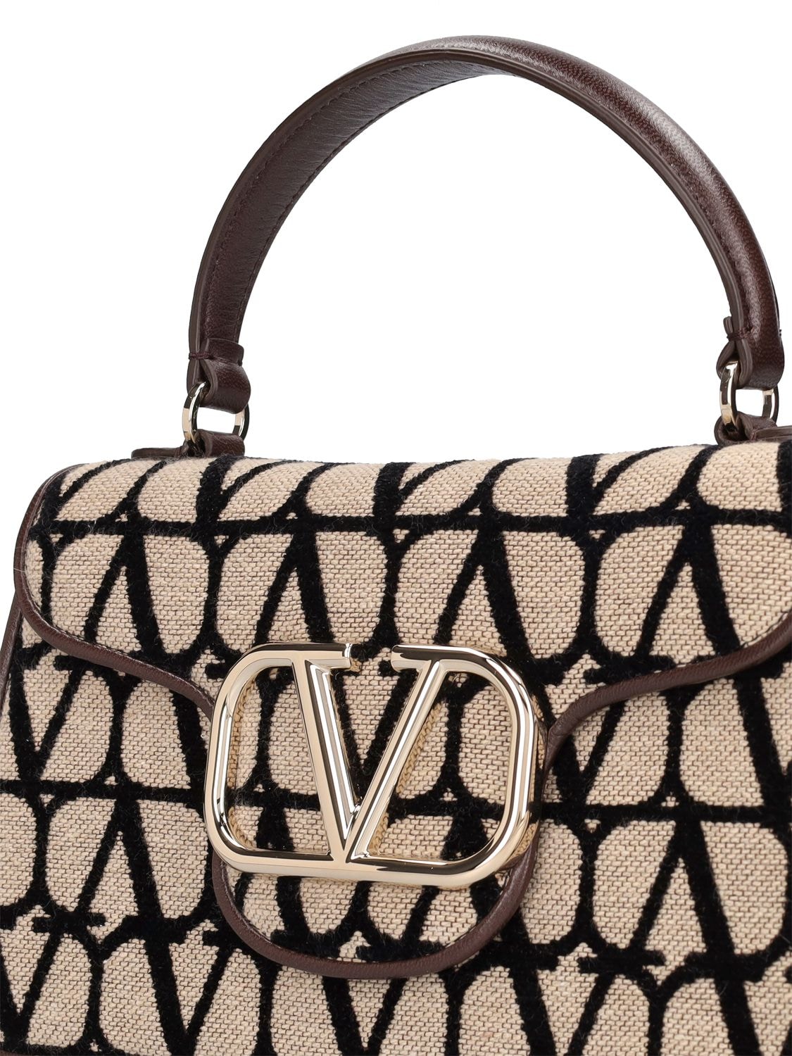 Shop Valentino Locò Toile Iconographe Shoulder Bag In Naturale,nero