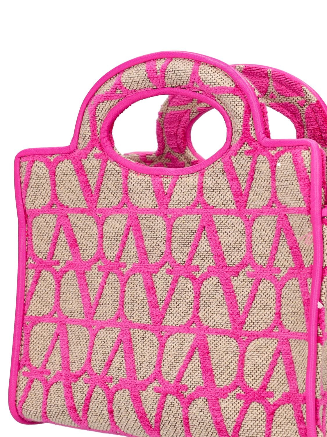 Shop Valentino Mini Le Troisième Toile Iconographe Bag In Natural,pink Pp