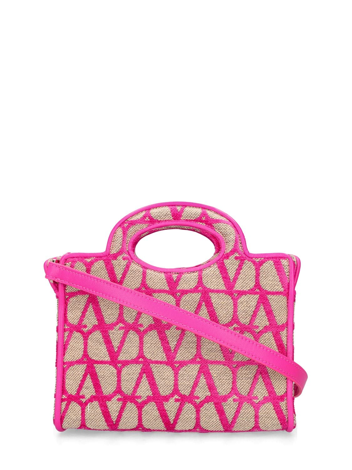 Shop Valentino Mini Le Troisième Toile Iconographe Bag In Natural,pink Pp