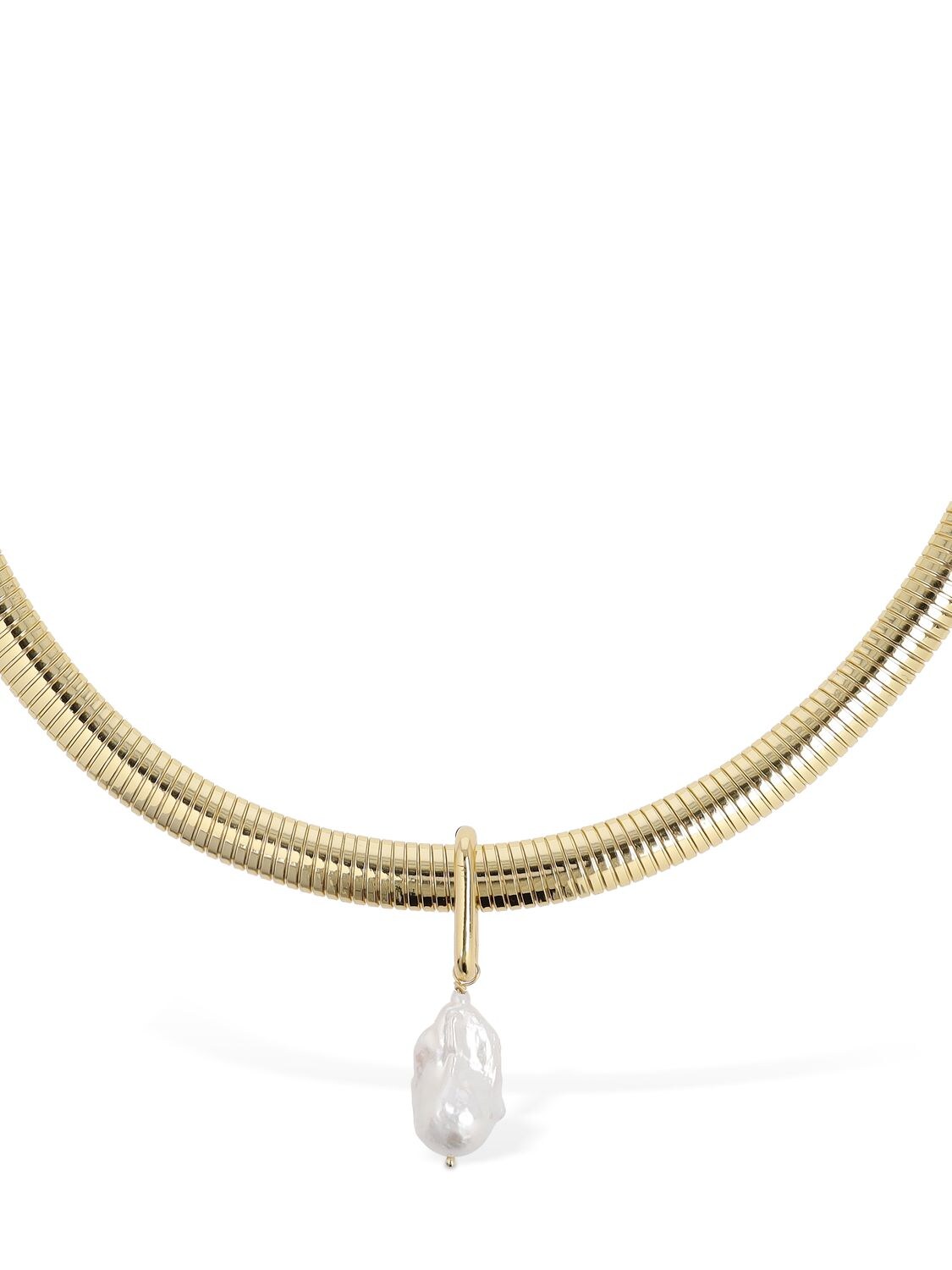 Shop Timeless Pearly Pearl Charm Double Wrap Necklace In 金色,珍珠色