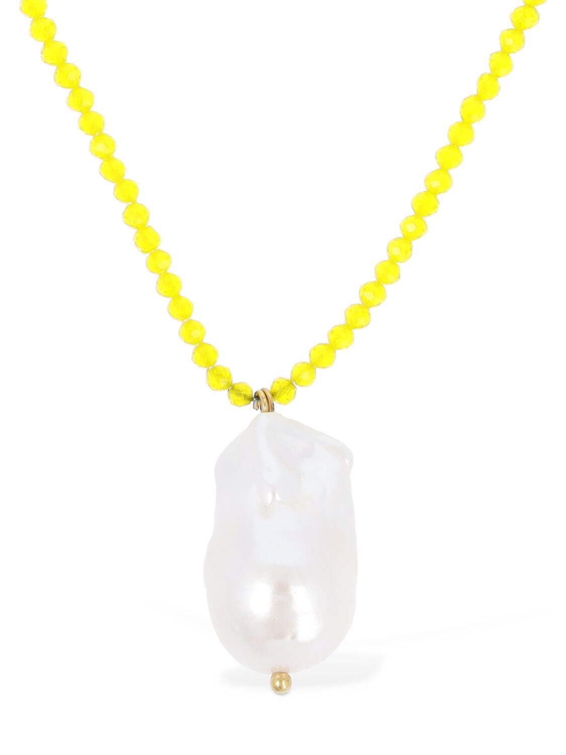 Shop Timeless Pearly Pearl Drop Charm Collar Necklace In Yellow,pearl