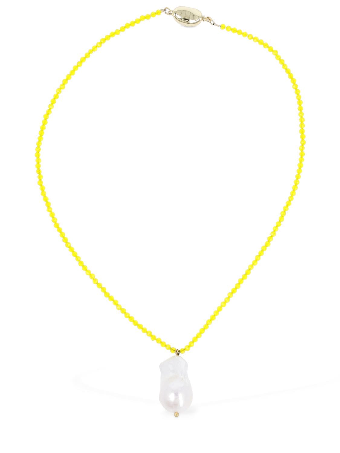 Timeless Pearly Pearl Drop Charm Collar Necklace In Yellow,pearl