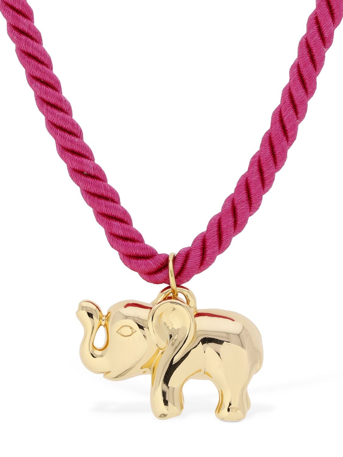 Shop Timeless Pearly Elephant Charm Cotton Wire Necklace In 桃红色,金色