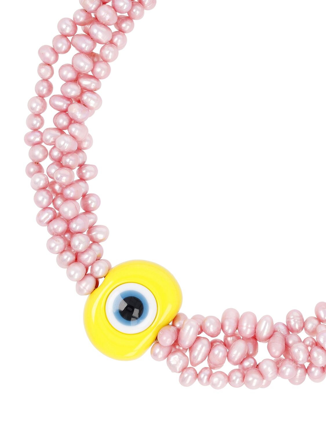 Shop Timeless Pearly Eye Charm Multi Wrap Pearl Necklace In 粉色,黄色