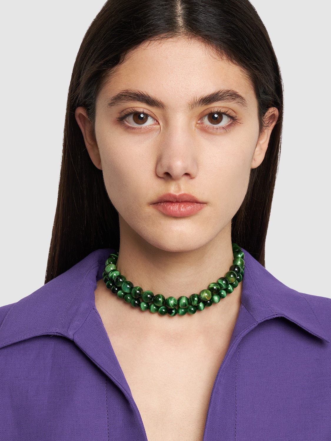 Shop Timeless Pearly Malachite Double Wrap Collar Necklace In 绿色